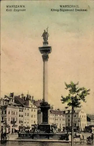 Ak Warszawa Warschau Polen, Denkmal des Königs Sigismund