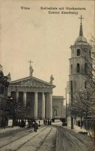 Ak Vilnius Wilna Litauen, Kathedrale mit Glockenturm