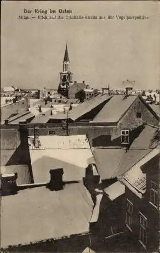 Ak Jelgava Mitau Lettland, Blick auf die Trinitatiskirche, Winter