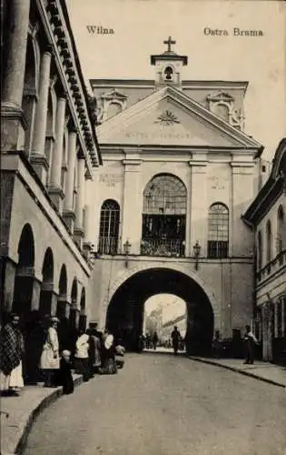 Ak Vilnius Wilna Litauen, Tor, Straßenpartie, Osztra Brama