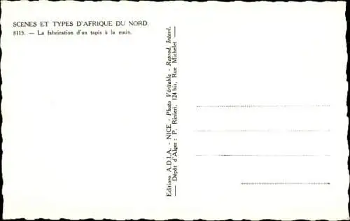 Ak Nordafrika, Herstellung eines handgefertigten Teppichs