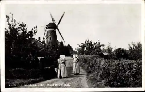 Ak Zuid-Beveland, Niederländische Trachten, Windmühle