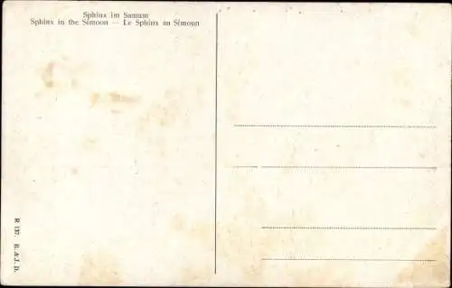 Künstler Ak Perlberg, F., Die Sphinx im Samum, Dämmerung, Wüste, Reiter