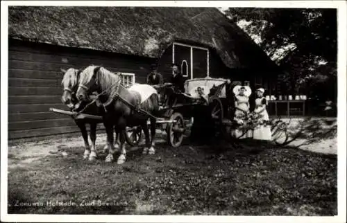 Ak Zuid Beveland Zeeland Niederlande, Personen in Volkstrachten, Kutsche