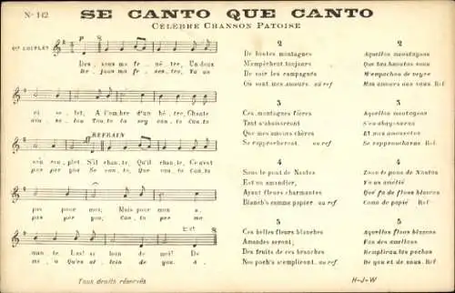 Lied Ak Se Canto que Canto, berühmtes Patoise-Lied