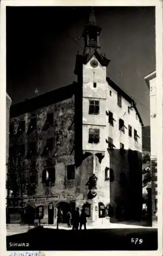 Foto Ak Schwaz in Tirol, Teilansicht, Erkerturm