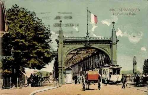 Ak Straßburg Straßburg Elsass Bas Rhin, Pont du Rhin