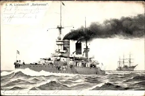 Ak Deutsches Kriegsschiff S.M. Linienschiff Barbarossa, Kaiserliche Marine