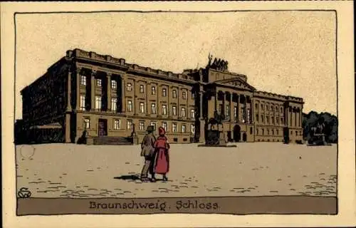 Steindruck Ak Braunschweig in Niedersachsen, Schloss