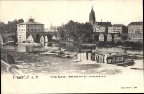 Ak Frankfurt am Main, Alte Brücke, Brückenmühle