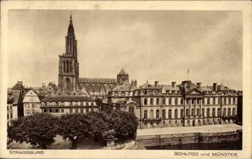 Ak Strasbourg Straßburg Elsass Bas Rhin, Schloss, Münster