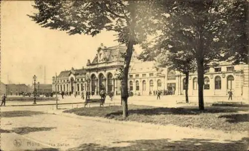 Ak Mons Wallonien Hennegau, Bahnhof