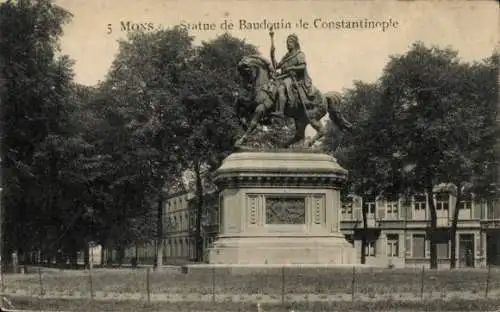 Ak Mons Wallonia Hennegau, Statue von Balduin von Konstantinopel