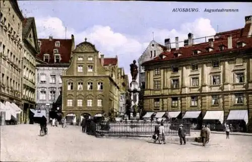 Ak Augsburg in Schwaben, Augustusbrunnen