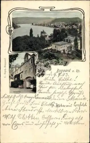 Ak Boppard am Rhein, Panorama, Rathaus