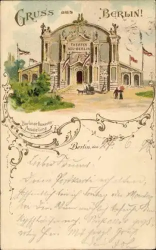 Litho Berlin Treptow, Gewerbeausstellung 1896, Theater Neu-Berlin