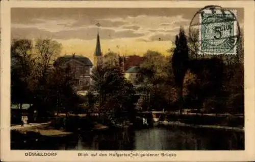 Ak Düsseldorf am Rhein, Hofgarten, goldene Brücke