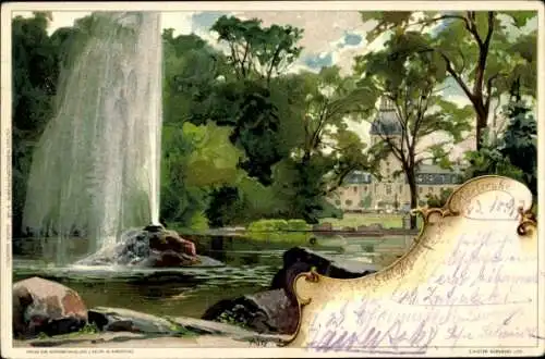 Künstler Litho Kley, Heinrich, Karlsruhe in Baden, Schlossgarten, Wasserfontaine