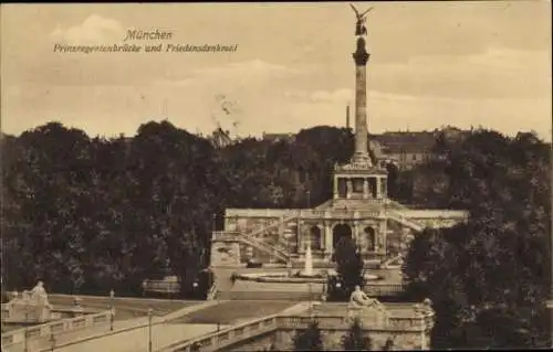 Ak München, Prinzregentenbrücke, Friedensdenkmal