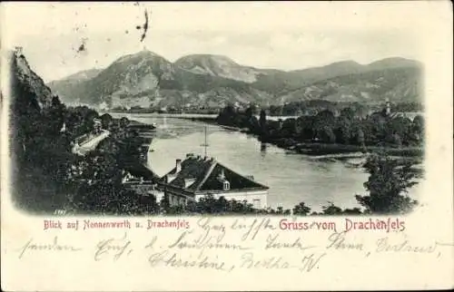 Ak Nonnenwerth Remagen am Rhein, Panorama mit Drachenfels