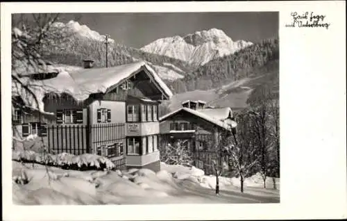 Ak Berchtesgaden in Oberbayern, Haus Fegg mit Untersberg, Winter