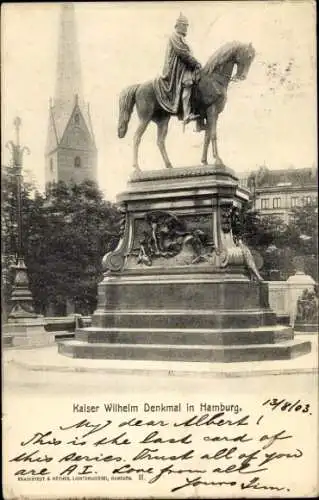 Ak Hamburg Mitte Altstadt, Kaiser Wilhelm Denkmal