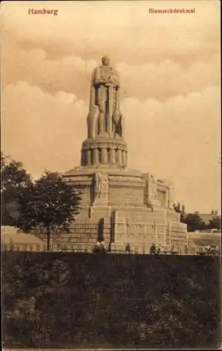 Ak Hamburg Mitte St. Pauli, Bismarck Denkmal