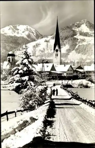 Ak Fischen im Allgäu Schwaben, Panorama, Winter