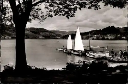 Ak Titisee Neustadt im Breisgau Hochschwarzwald, Anlegestelle, Segelboote