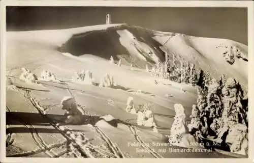 Ak Feldberg im Schwarzwald, Seebuck, Bismarckdenkmal, Winter