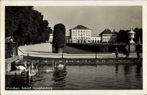 Ak München, Schloss Nymphenburg, Schwäne