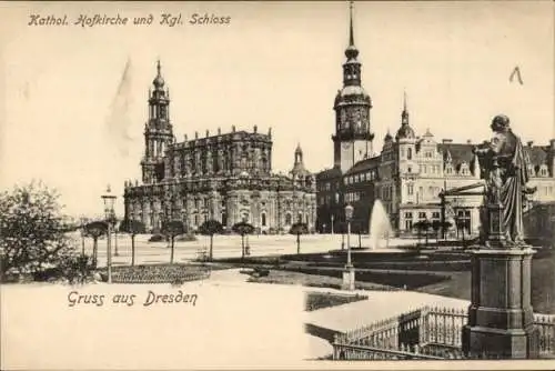 Ak Dresden Altstadt, Katholische Hofkirche, Königliches Schloss