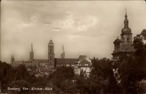 Ak Bamberg an der Regnitz Oberfranken, Blick auf die vier Kirchen