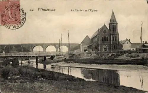 Ak Wimereux Pas de Calais, Viaduc, Eglise