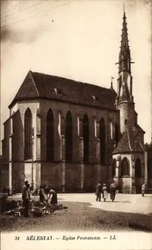 Ak Sélestat Schlettstadt Elsass Bas Rhin, Eglise Protestante