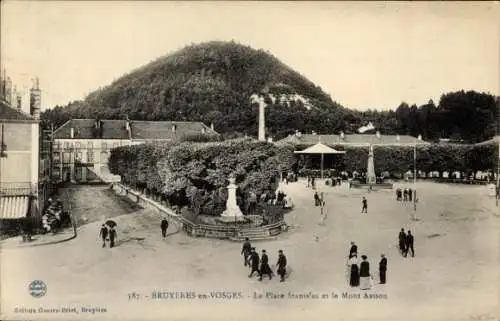 Ak Bruyères Vosges, La Place Stanislas, Mont Avison