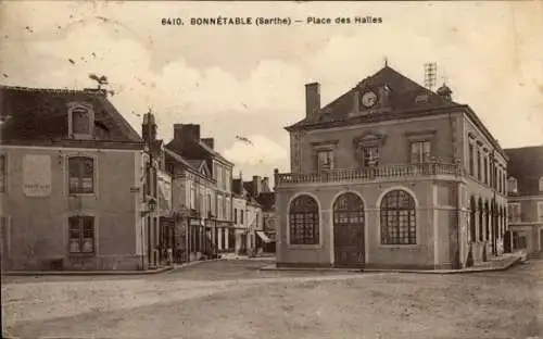 Ak Bonnétable Sarthe, Place des Halles