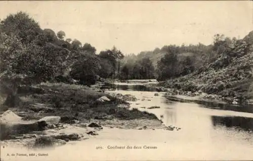 Ak Gueret Creuse, Confluent des deux Creuses