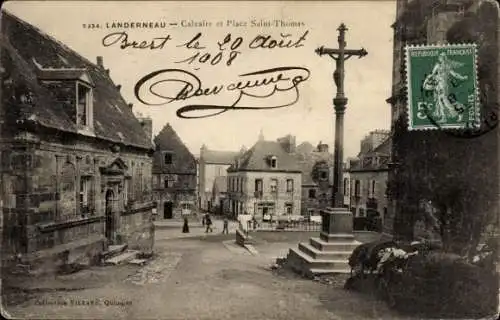 Ak Landerneau Finistère, Calvaire, Place Saint-Thomas