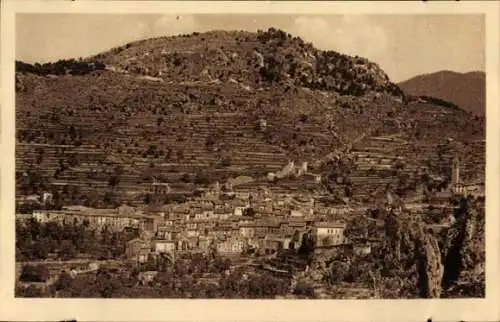 Ak Peille Alpes Maritimes, vue generale