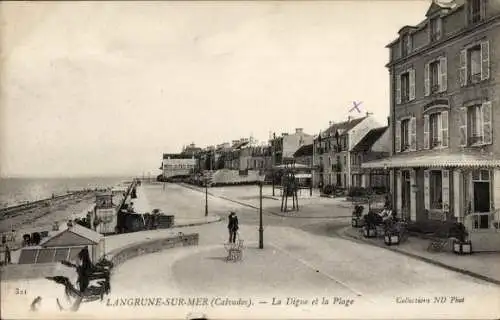 Ak Langrune sur Mer Calvados, Deich, Strand