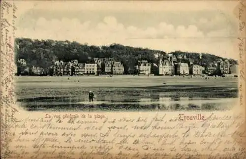 Ak Trouville sur Mer Calvados, Gesamtansicht des Strandes