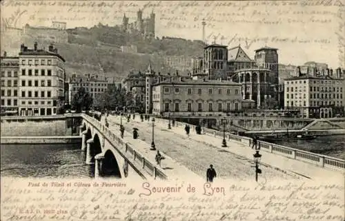 Ak Lyon Rhône, Pont de Tilsit, Coteau de Fourvière