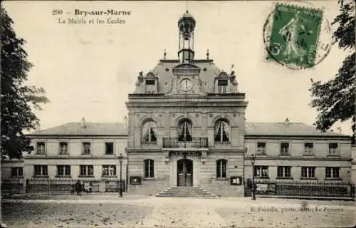 Ak Bry-sur-Marne Val de Marne, Rathaus, Schulen