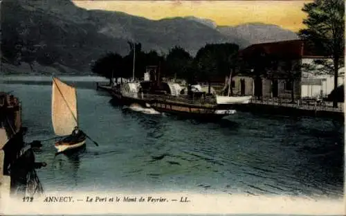 Ak Annecy Haute Savoie, Hafen, Mont de Veyrier