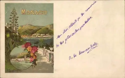 Künstler Ak Monaco, Teilansicht, Rosen