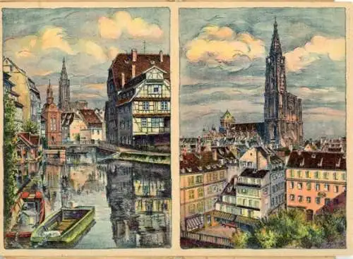 Set von 8 Ak Paris Strasbourg im Umschlag