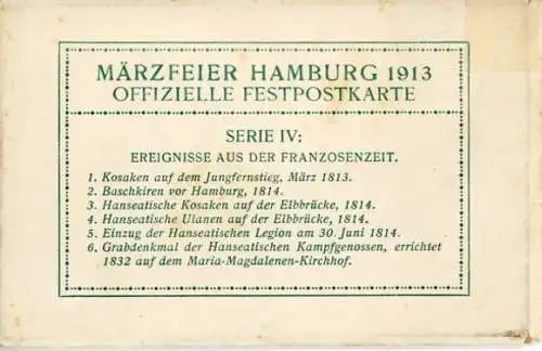 Set von 6 AK im Umschlag märzfeier Hamburg 1913