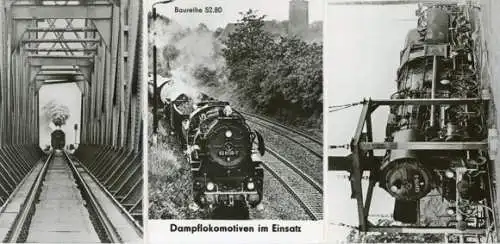 Set von 6 AK + 3 Umschlagfotos im Umschlag Dampflokomotiven Baureihe 52