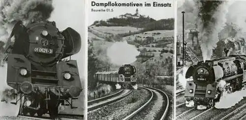 Set von 6 AK + 3 Umschlagfotos Dampflokomotiven im Einsatz, Baureihe 01.5